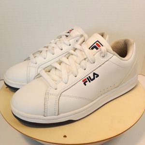 FILA REUNION White/Red/Blue Leather Court Women's Athletic Shoe Size 7